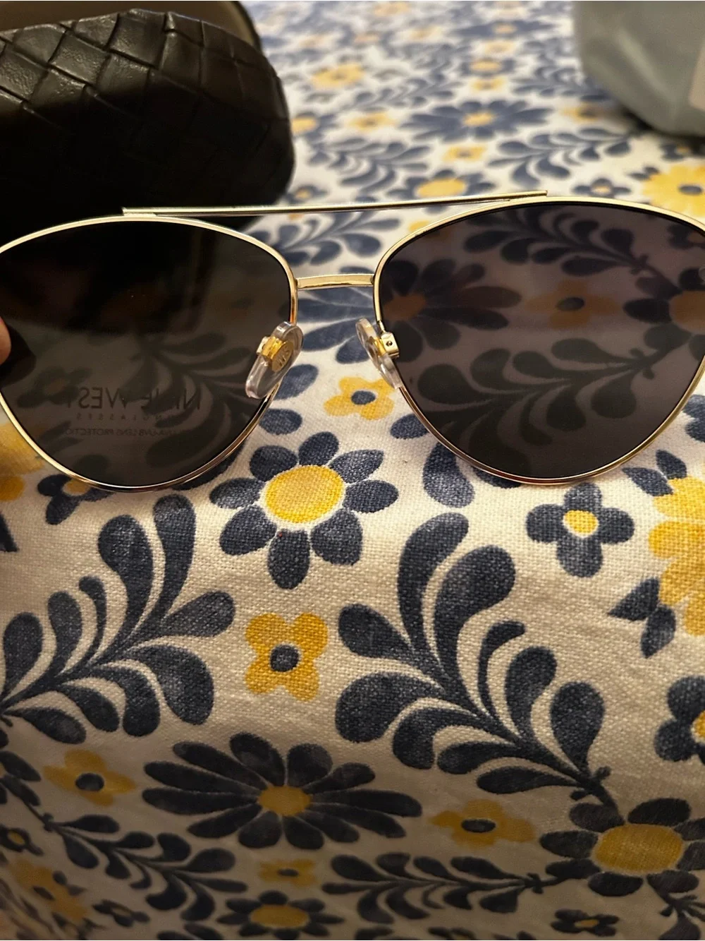 Nine West Women’s Aviator Sunglasses Gold Tone Dark Lens 100% UVA UVB
